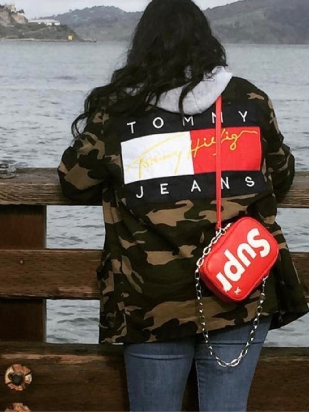 RARE Tommy Hilfiger 90s Embroidered Jumbo Logo Camo Jacket🇺🇸